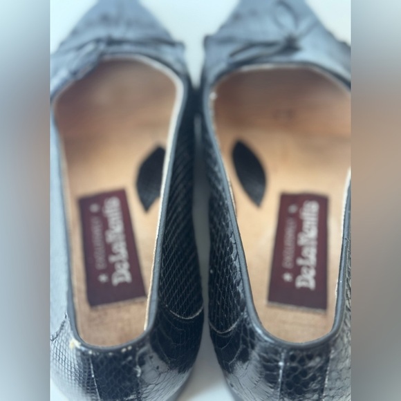 Vintage De La Rentis Genuine Snakeskin Tasseled Leather Shoe Loafer Mens Size 8 main image 4
